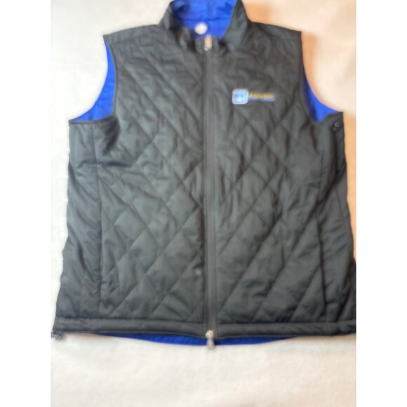 Peter Millar Blue & Black Reversible Quilted Vest With Crown Button Accent - Picture 6 of 9